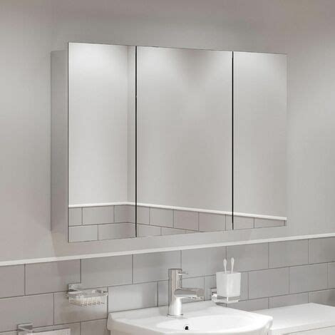 stainless steel cabinet mirror|mirror over recessed bathroom cabinet.